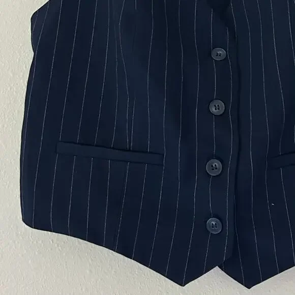 Navy Pinstripe Vest Size 6 - Picture 2 of 11